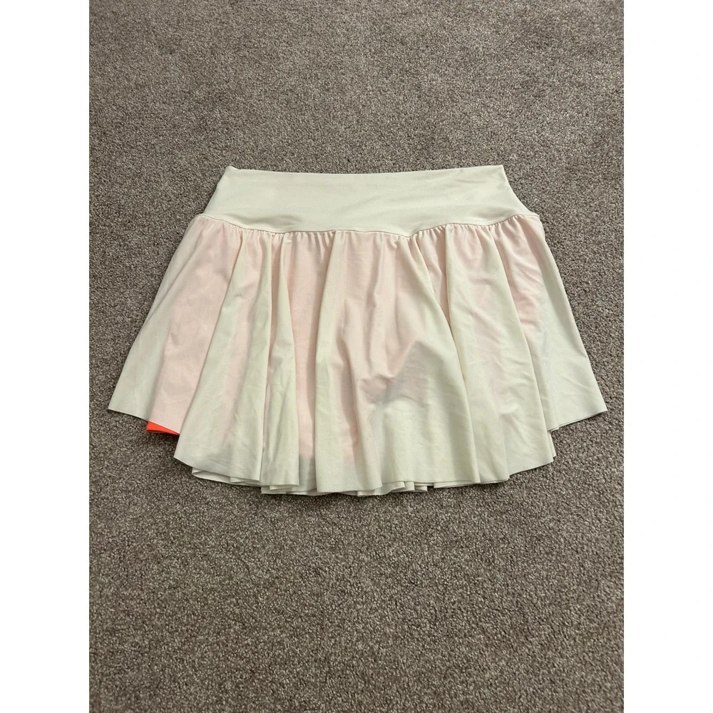 Edora Apparel Athletic Skort Womens M Cream Pink Orange Excellent Pleated Tennis